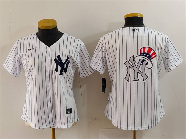 Women's New York Yankees White Team Big Logo Cool Base Stitched Jersey(Run Small) Women's New York Yankees White Team Big Logo Cool Base Stitched Jersey(Run Small)